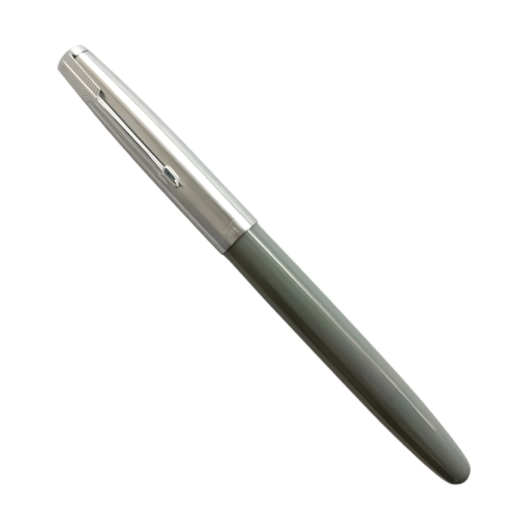 Wing Sung 601 Steel Cap Vacumatic Fountain Pen with Ink Window, Extra Fine Nib (Grey) - Image 2