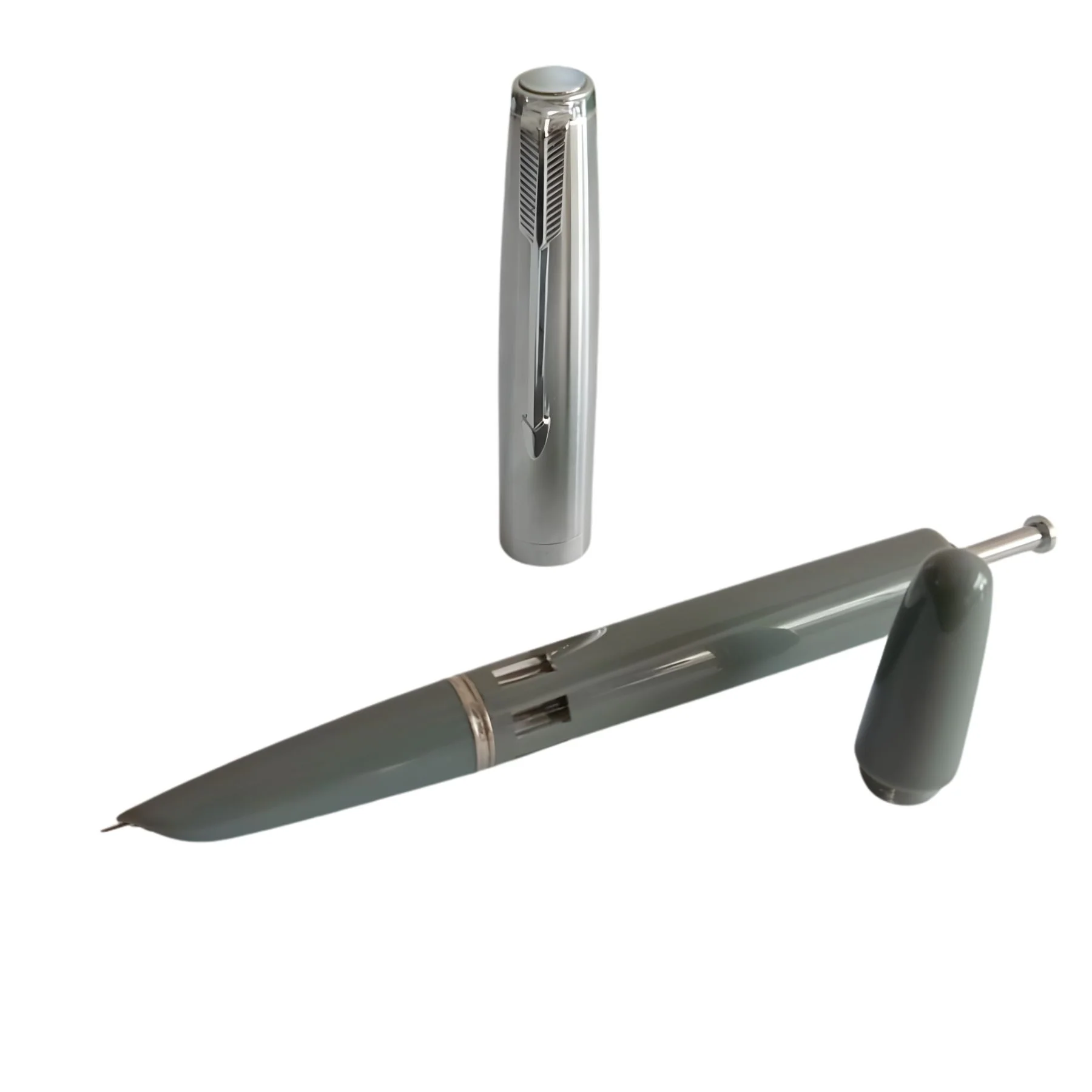 Wing Sung 601 Steel Cap Vacumatic Fountain Pen with Ink Window, Extra Fine Nib (Grey) - Image 3