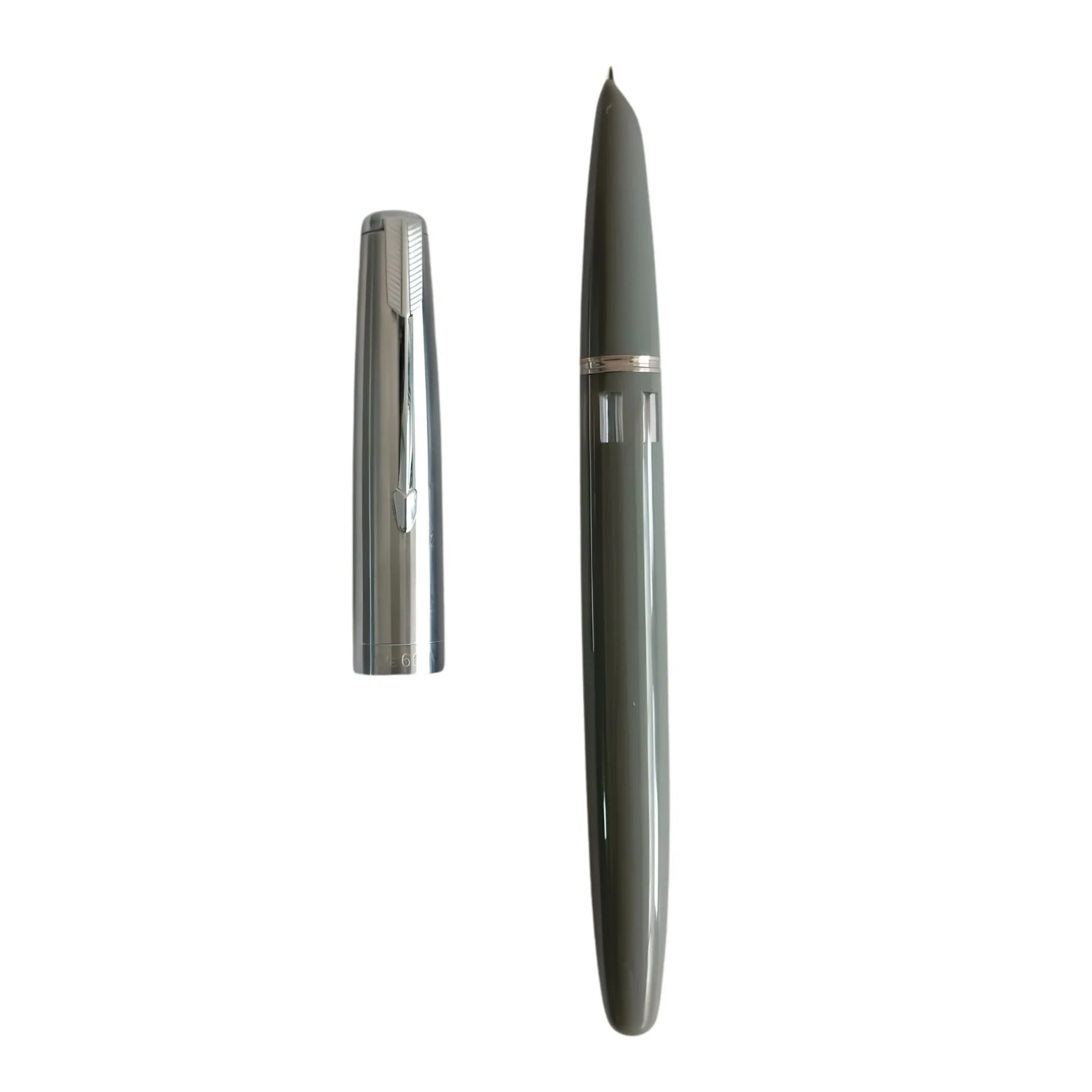 Wing Sung 601 Steel Cap Vacumatic Fountain Pen with Ink Window, Extra Fine Nib (Grey) - Image 4