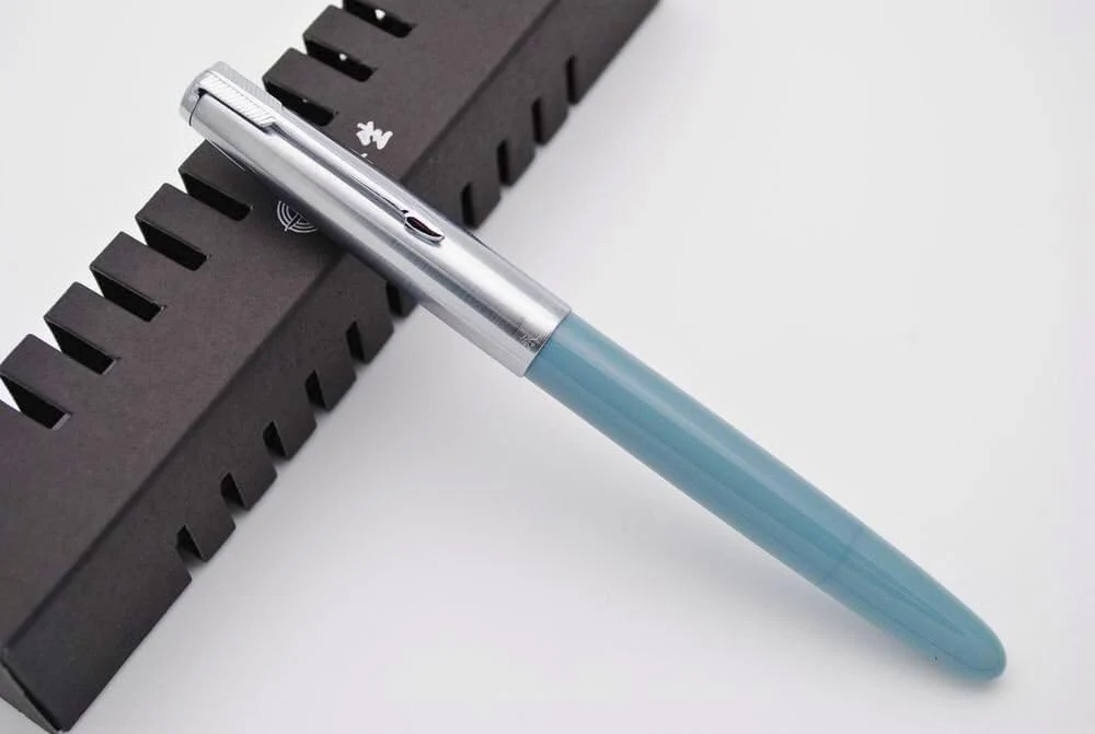 Wing Sung 601 Steel Cap Vacumatic Fountain Pen with Ink Window, Extra Fine Nib (Lake Blue) - Image 3