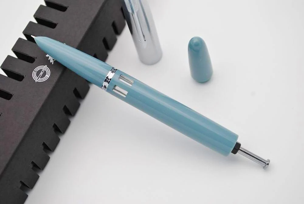 Wing Sung 601 Steel Cap Vacumatic Fountain Pen with Ink Window, Extra Fine Nib (Lake Blue) - Image 5