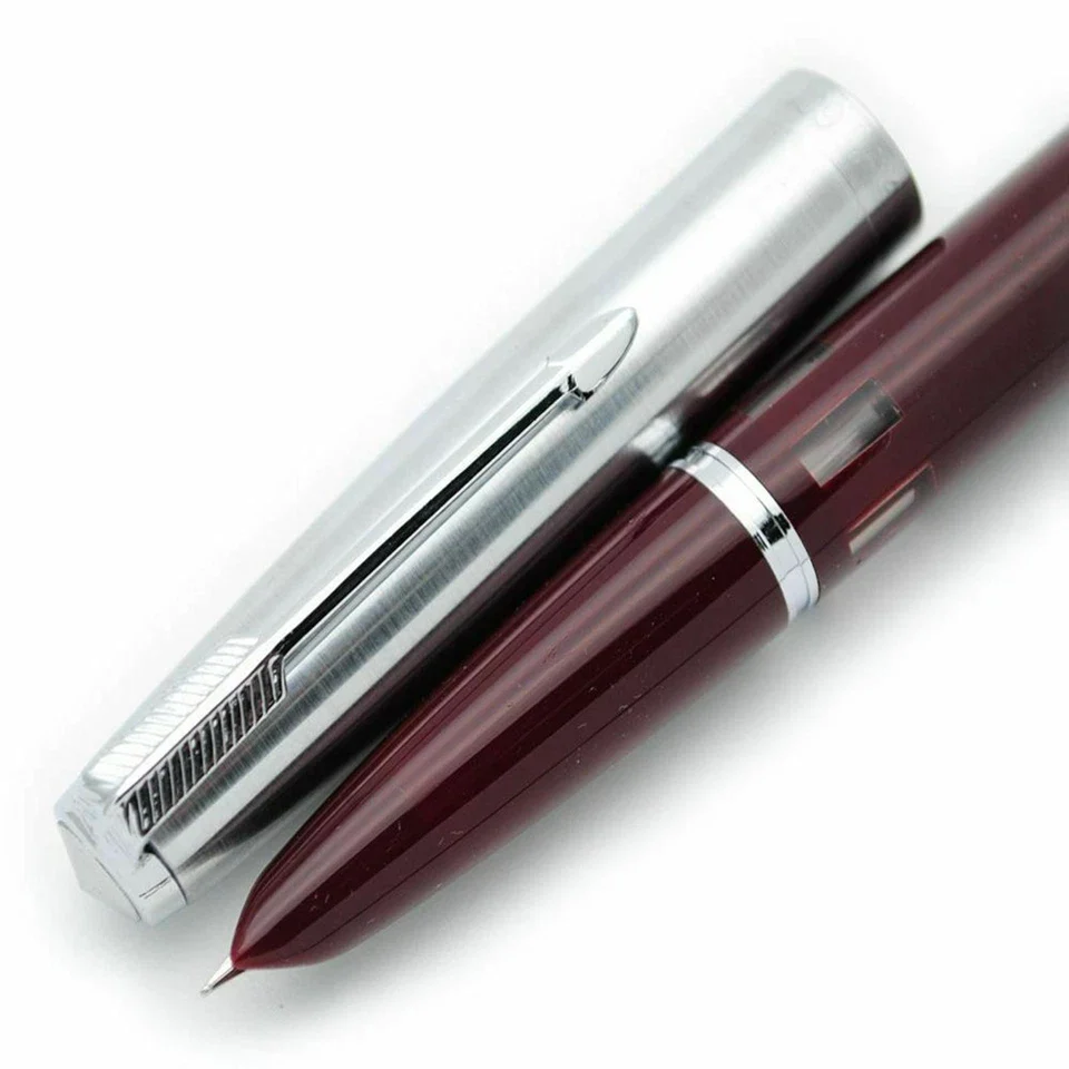Wing Sung 601 Steel Cap Vacumatic Fountain Pen with Ink Window, Extra Fine Nib (Maroon) - Image 2