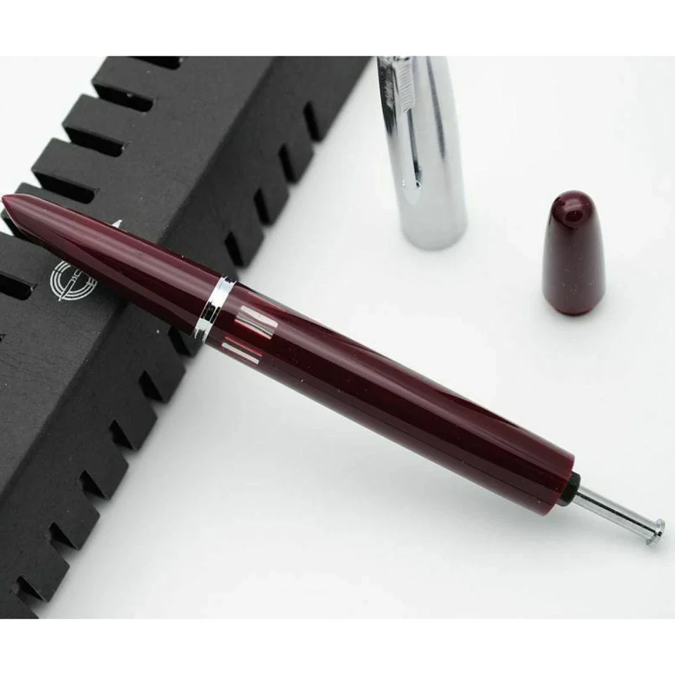 Wing Sung 601 Steel Cap Vacumatic Fountain Pen with Ink Window, Extra Fine Nib (Maroon) - Image 3