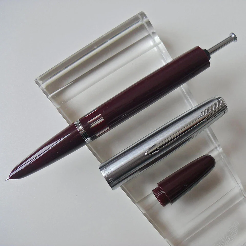Wing Sung 601 Steel Cap Vacumatic Fountain Pen with Ink Window, Extra Fine Nib (Maroon) - Image 4