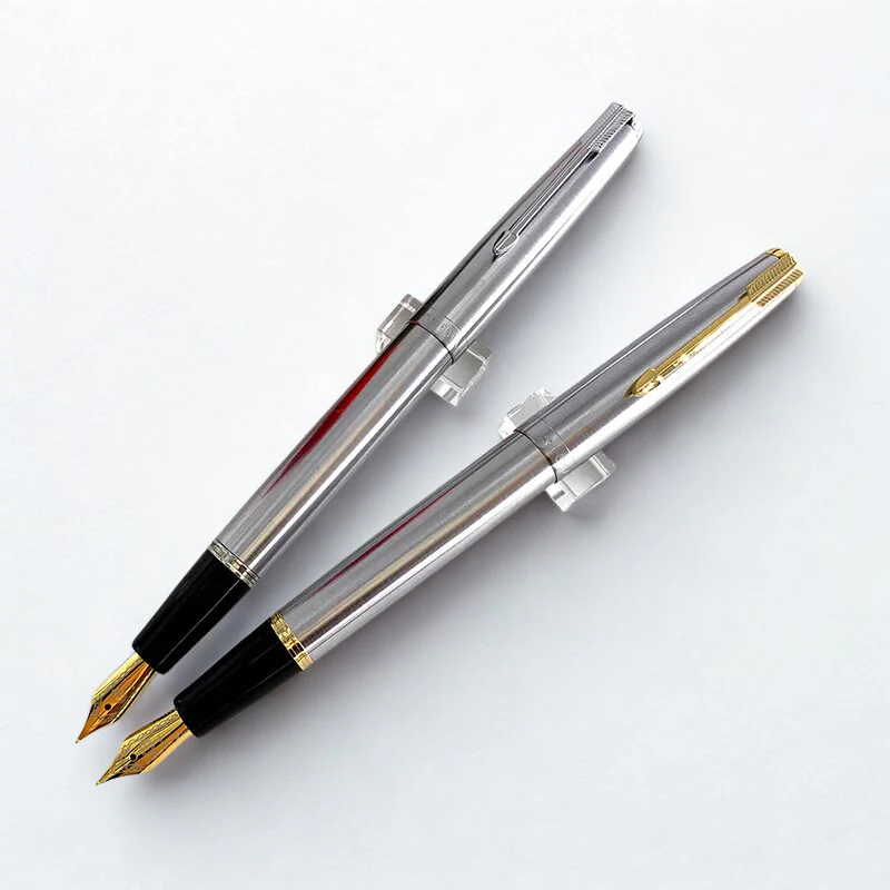 Wing Sung 601A All-Steel Fountain Pen – Piston Filler, Smooth Writing Nib, Premium Silver Body with Silver & Gold Clip - Image 3