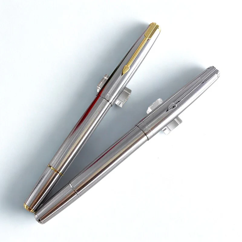 Wing Sung 601A All-Steel Fountain Pen – Piston Filler, Smooth Writing Nib, Premium Silver Body with Silver & Gold Clip - Image 4