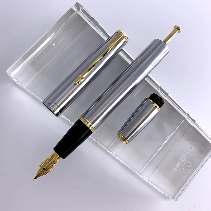 Wing Sung 601A All-Steel Fountain Pen – Piston Filler, Smooth Writing Nib, Premium Silver Body with Silver & Gold Clip - Image 5