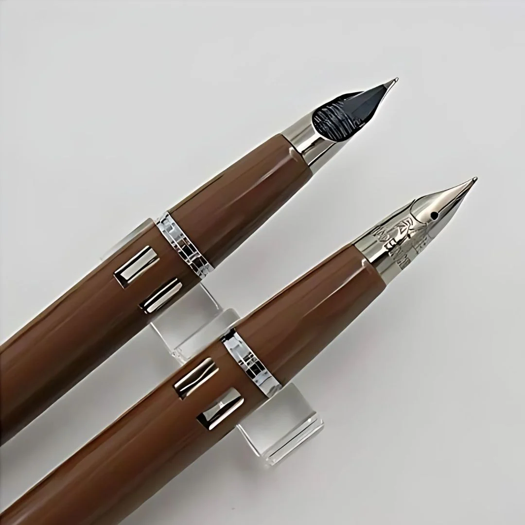 Wing Sung 601A Brown Steel Cap Vacumatic Fountain Pen with Ink Window – 0.5mm Fine Nib, Resin Body, Push-Cap with Converter & Box (No Ink) - Image 7