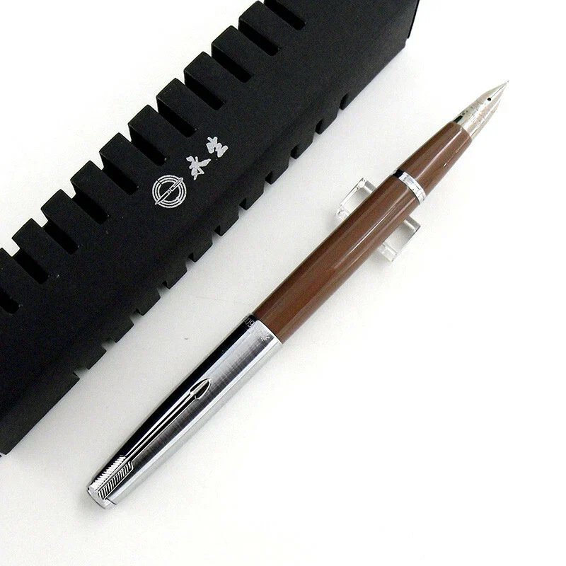 Wing Sung 601A Brown Vacumatic Fountain Pen – Fine 0.5mm Nib, Resin Body with Steel Cap, Push-Type, Converter & Box (No Ink) - Image 2