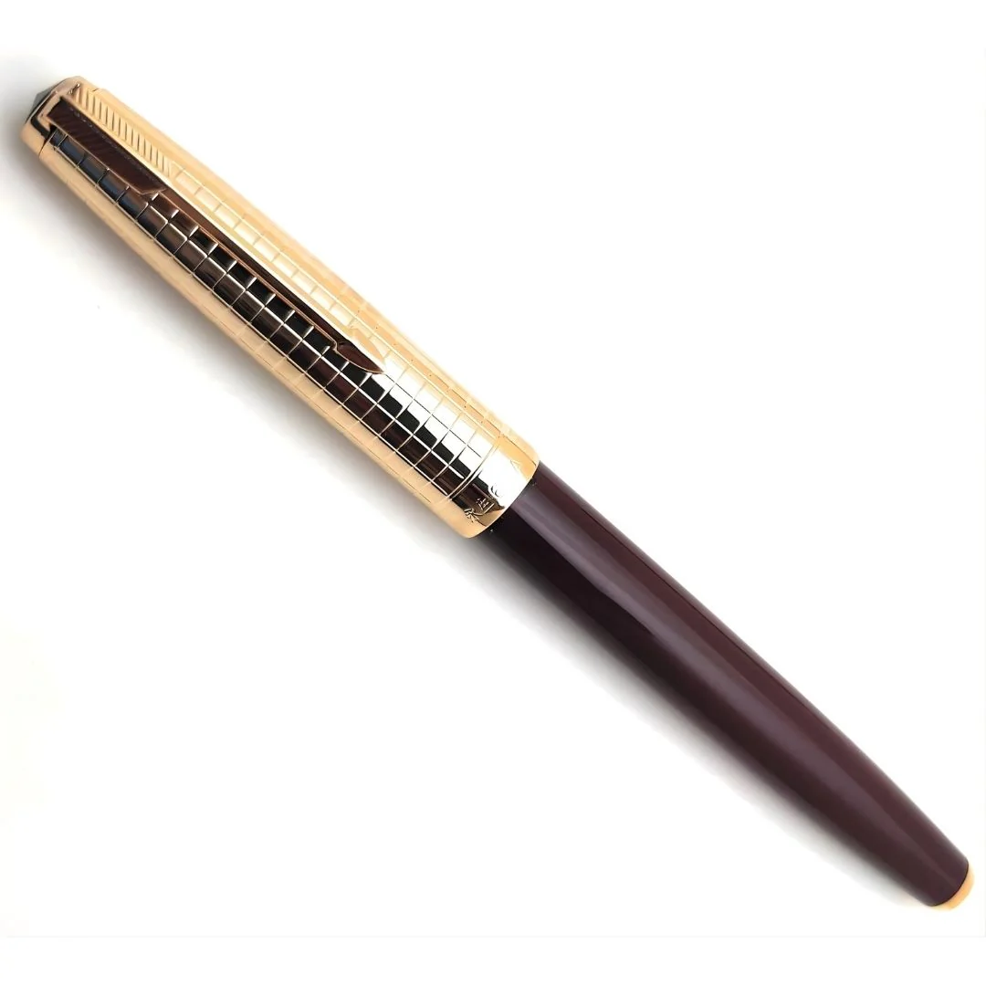 Wing Sung 601A Crimson Vacumatic Fountain Pen – Fine 0.5mm Nib, Golden Cap, Resin Body, Ink Window, Push-Cap with Converter & Box (No Ink) - Image 7
