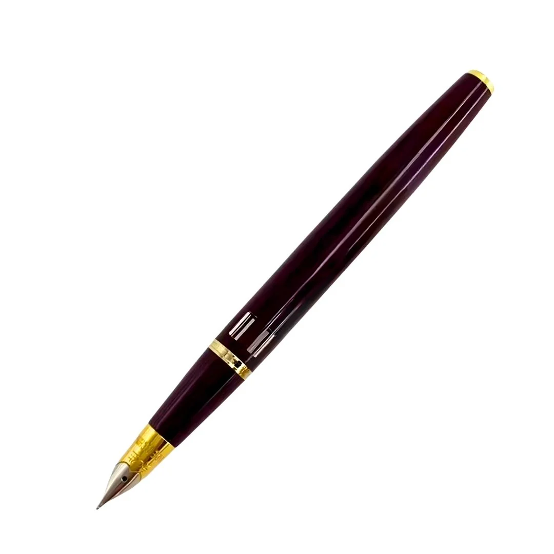 Wing Sung 601A Crimson Vacumatic Fountain Pen – Fine 0.5mm Nib, Golden Cap, Resin Body, Ink Window, Push-Cap with Converter & Box (No Ink) - Image 9
