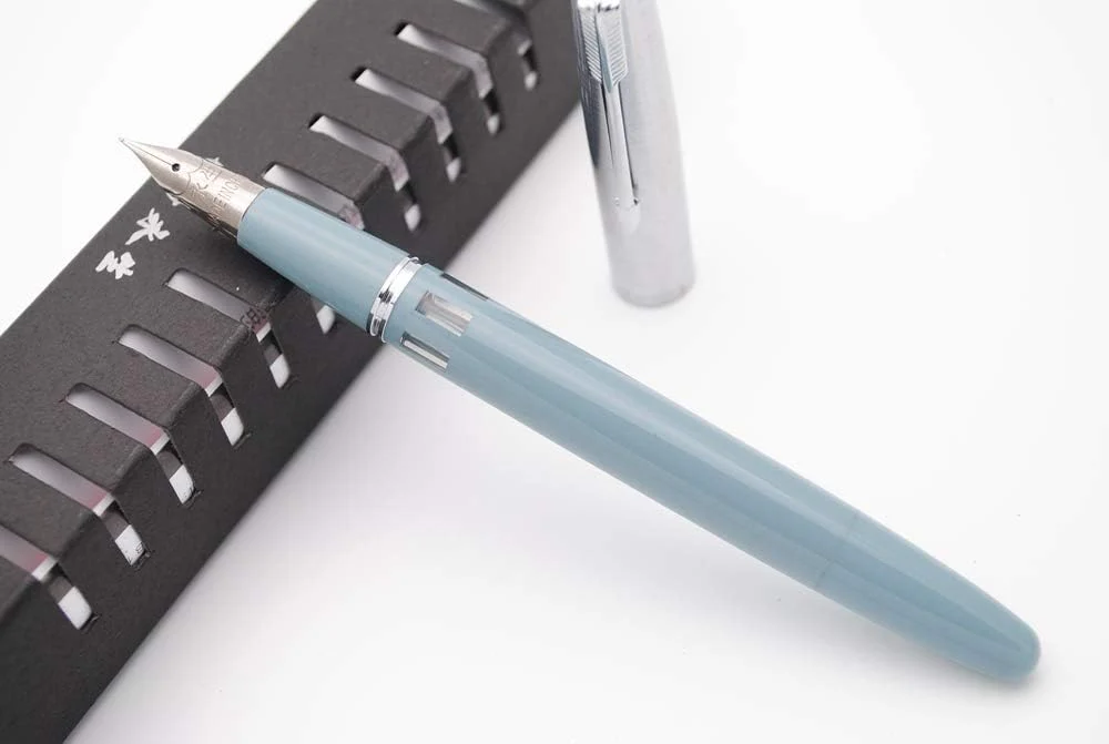 Wing Sung 601A Lake blue Vacumatic Fountain Pen – Fine 0.5mm Nib, Resin Body with Steel Cap, Push-Type, Converter & Box (No Ink) - Image 4