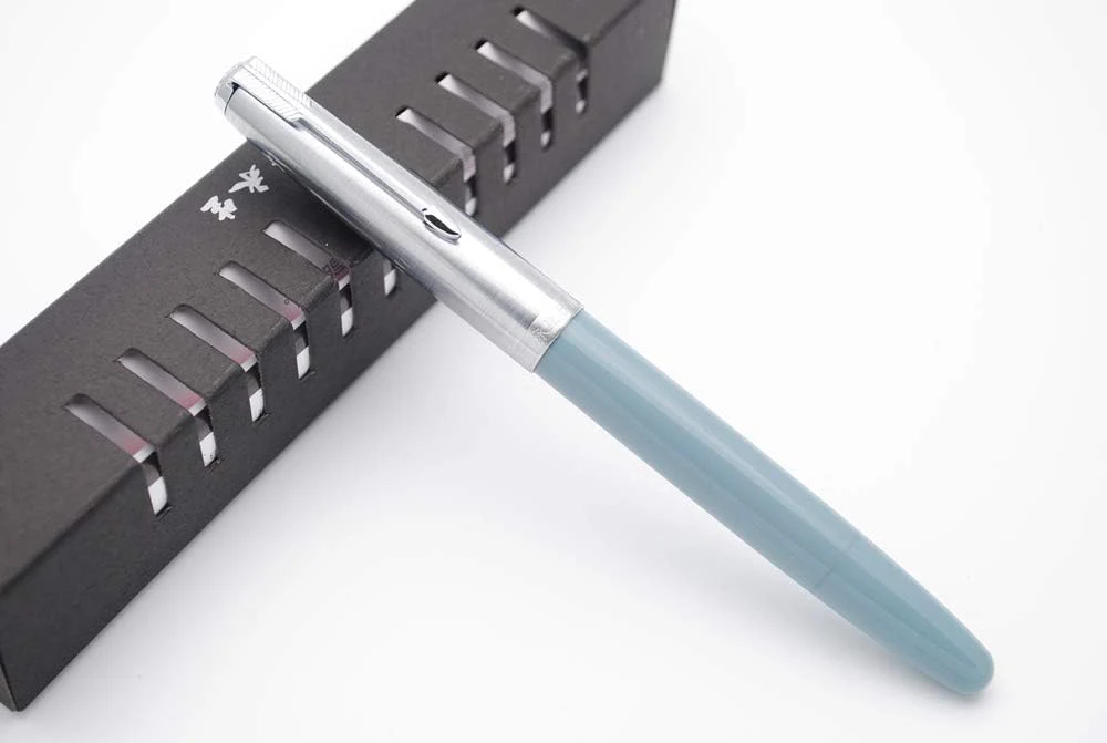 Wing Sung 601A Lake blue Vacumatic Fountain Pen – Fine 0.5mm Nib, Resin Body with Steel Cap, Push-Type, Converter & Box (No Ink) - Image 6