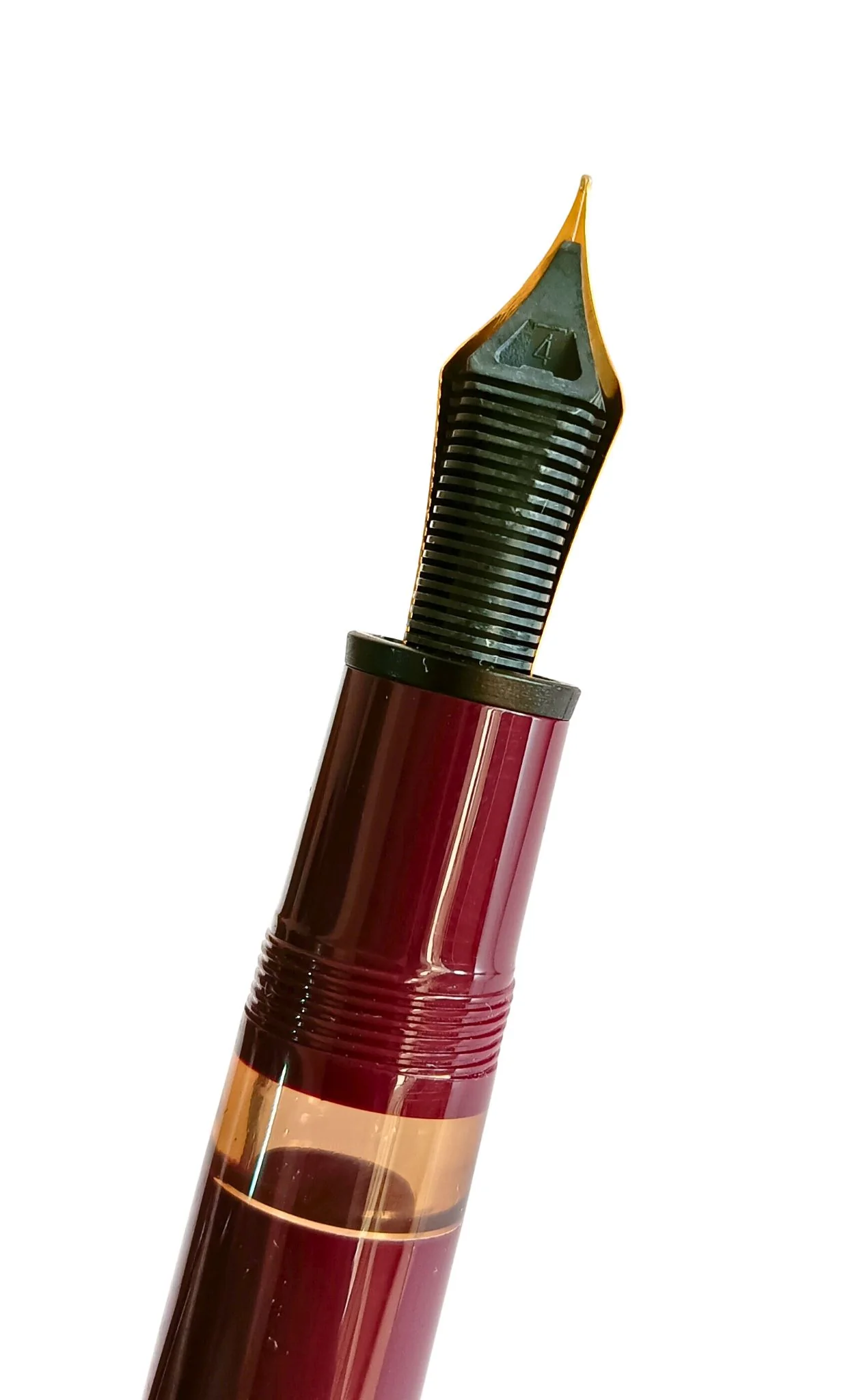 Wing Sung 630 Limited Edition Bespoke Fountain Pen - Maroon Body with Teal Ends, Open Ink Window, #8 Fine Nib - Piston Filler - Image 7