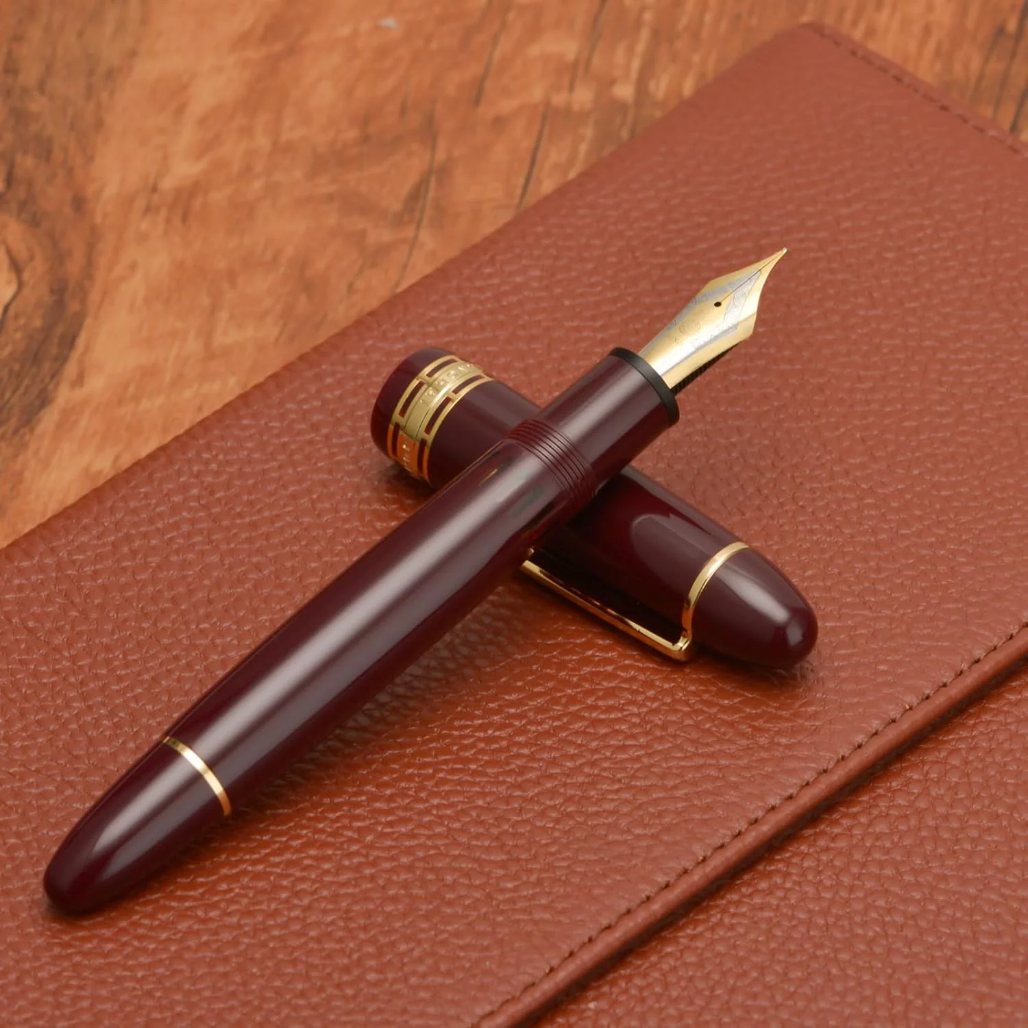 Wing Sung 630 Round Top Fountain Pen with Gold Clip, Fine Nib & Fence Window - Elegant Vintage-Style Writer - Image 5