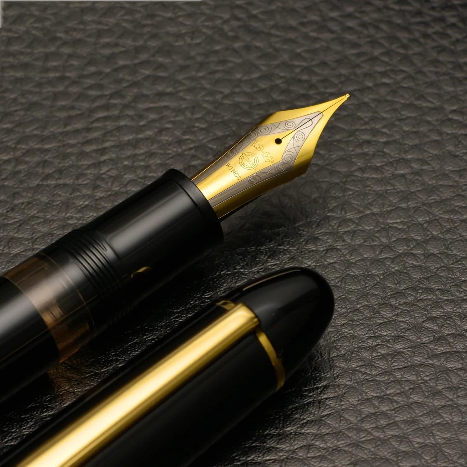 Wing Sung 630 Round Top Fountain Pen with Gold Clip, Fine Nib & Full Window - Elegant Vintage-Style Writer - Image 11