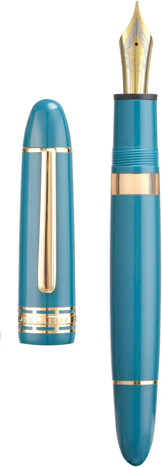 Wing Sung 630 Round Top Fountain Pen with Gold Clip, Fine Nib & Full Window - Elegant Vintage-Style Writer - Image 12