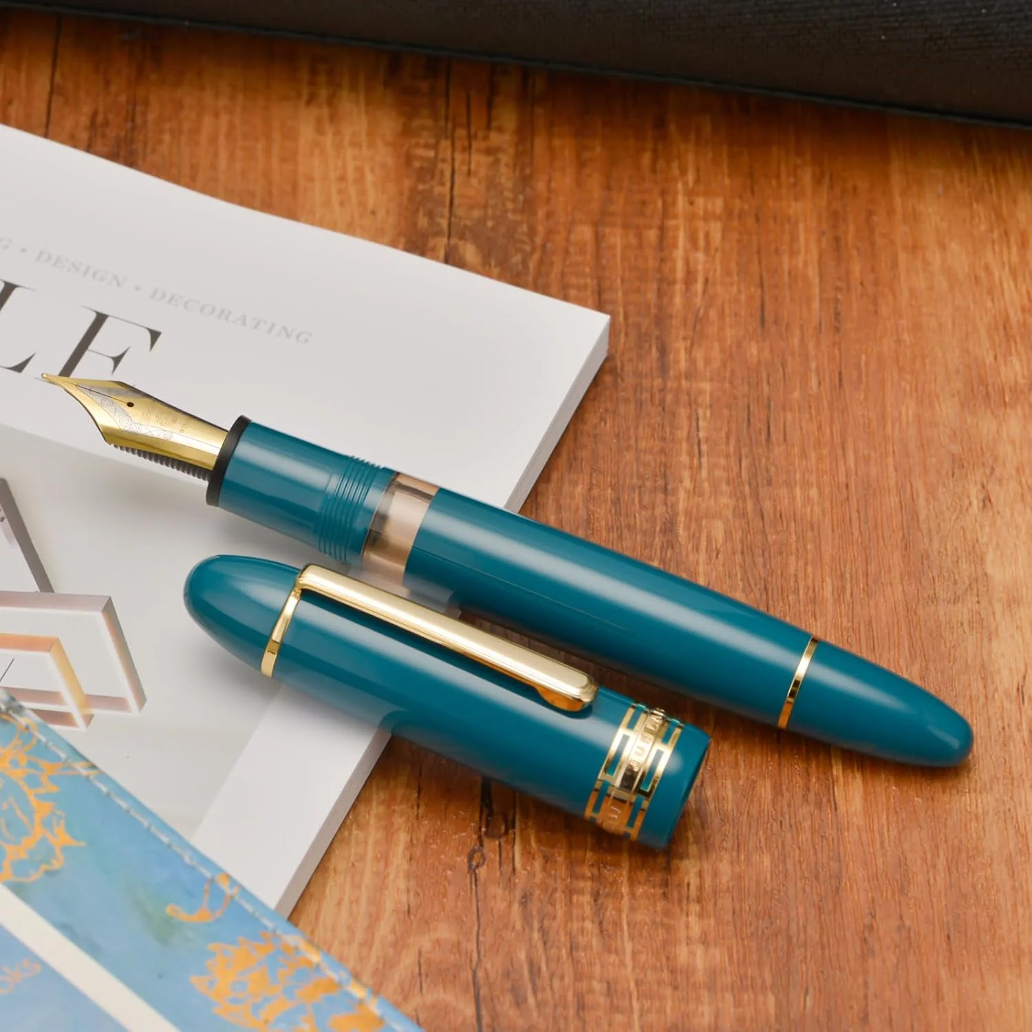 Wing Sung 630 Round Top Fountain Pen with Gold Clip, Fine Nib & Full Window - Elegant Vintage-Style Writer - Image 6