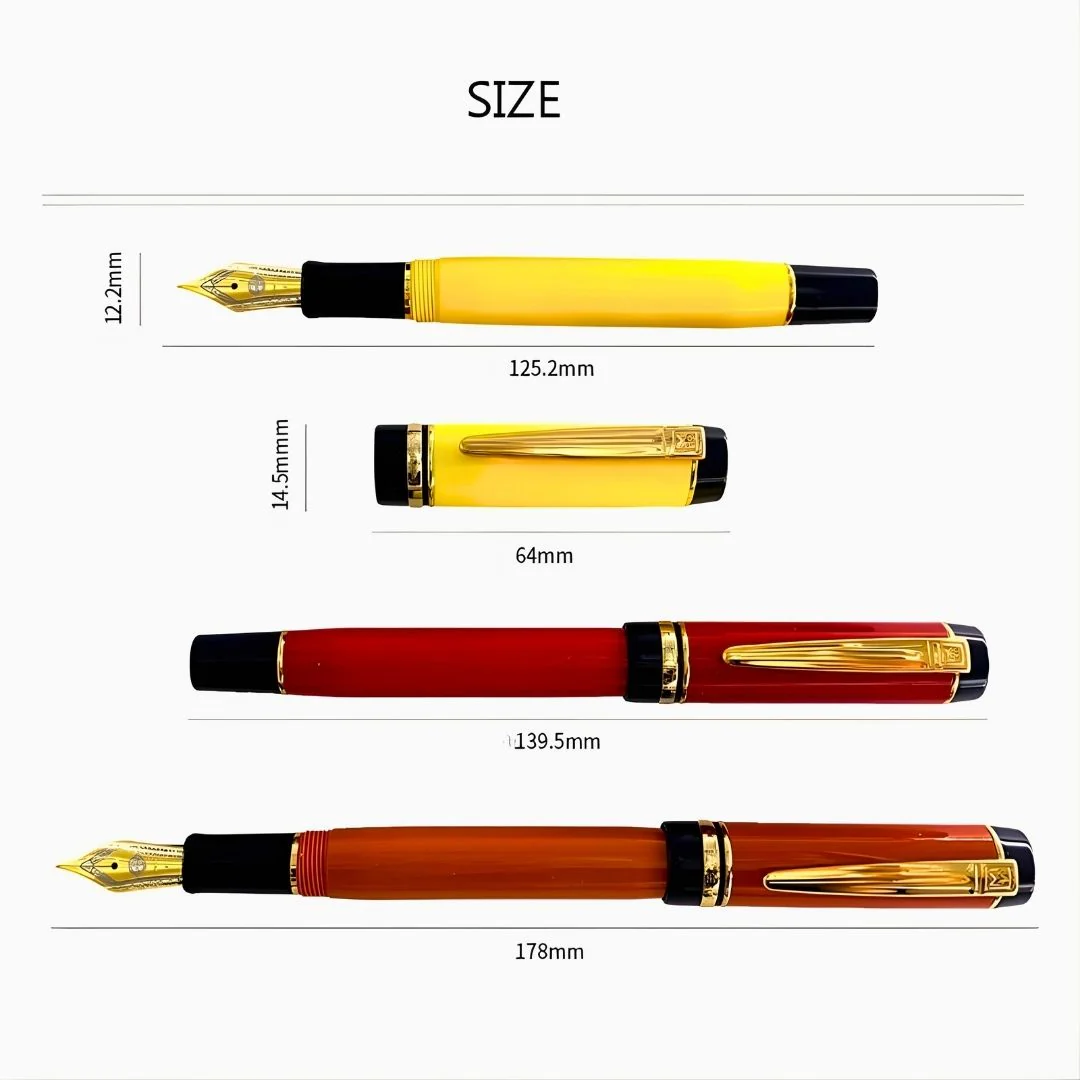 Wing Sung 670 Orange Acetate Resin Fountain Pen – Fine 0.5mm Nib, Gold Clip, Screw-Type Converter - Image 7