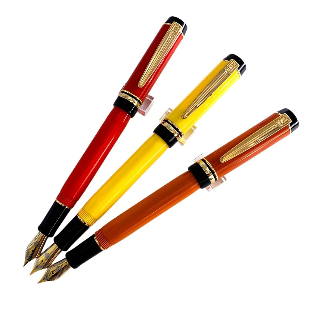 Wing Sung 670 Orange Acetate Resin Fountain Pen – Fine 0.5mm Nib, Gold Clip, Screw-Type Converter - Image 8
