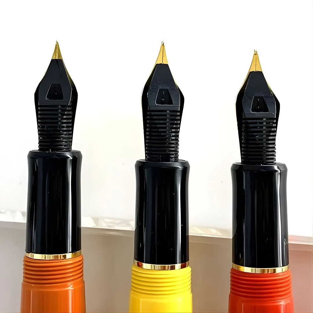 Wing Sung 670 Yellow Acetate Resin Fountain Pen – Fine & Medium Nib, Gold Clip, Screw-Type Converter - Image 5