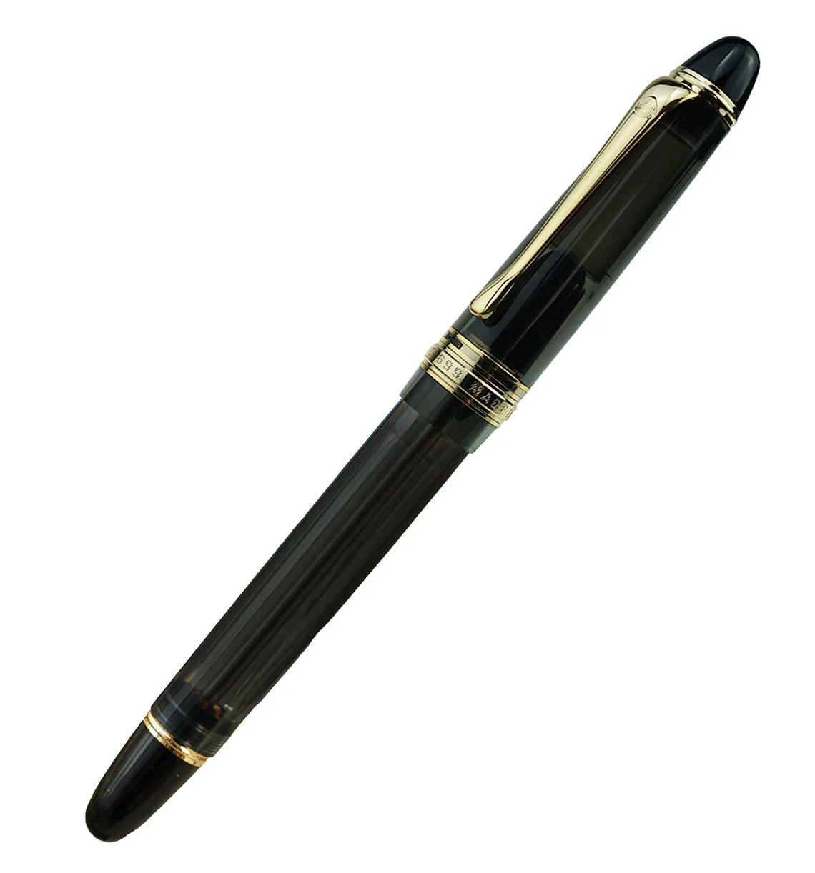 Wing Sung 699 Vacuum Filling Fountain Pen – Medium Steel Nib, Translucent Black Acrylic with Gold Clip - Image 3