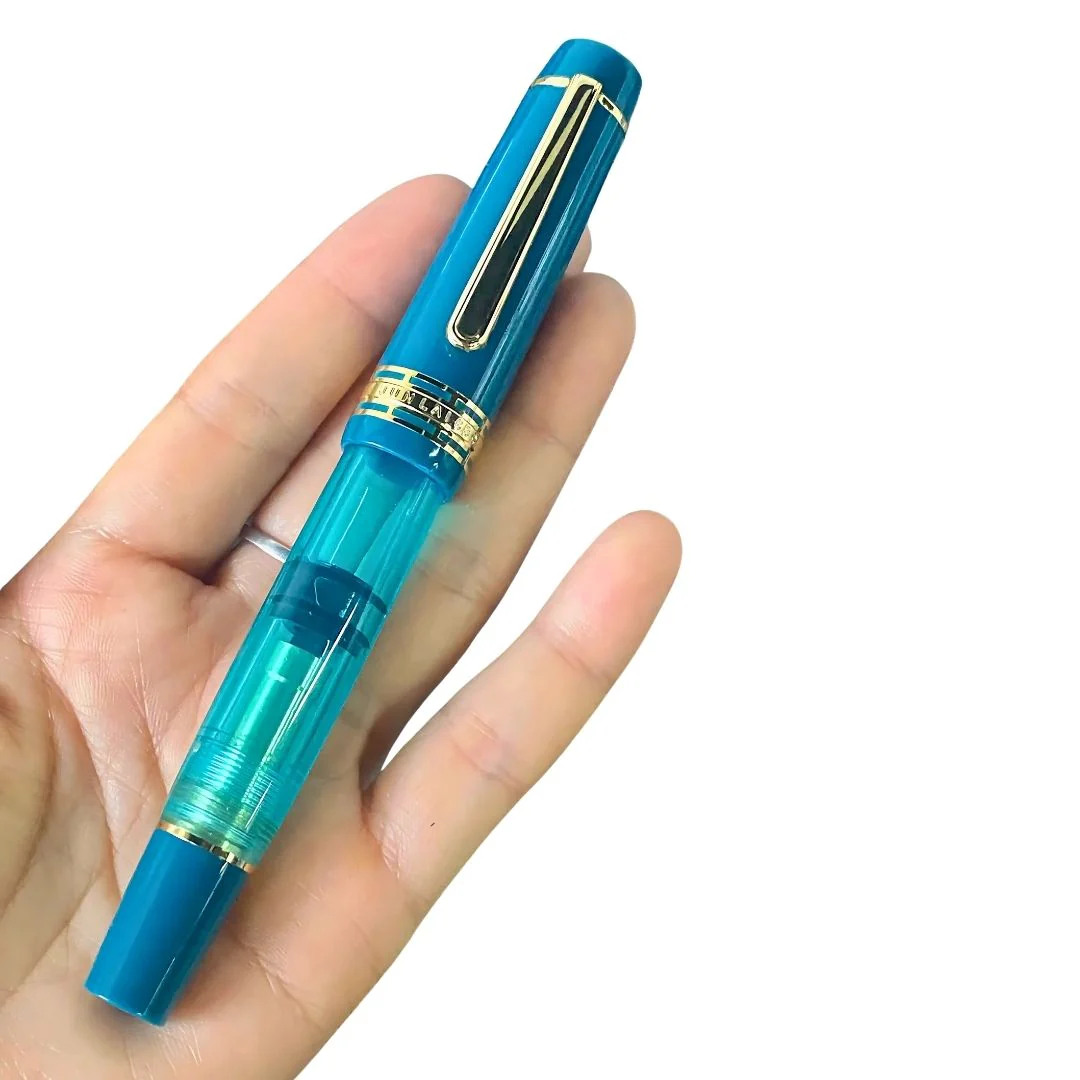 Wingsung 630 Piston Fountain Pen – Flat Top Transparent Barrel, #8 Iridium Fine Nib Resin Pen (Black, Sky Blue, Red) - Image 2