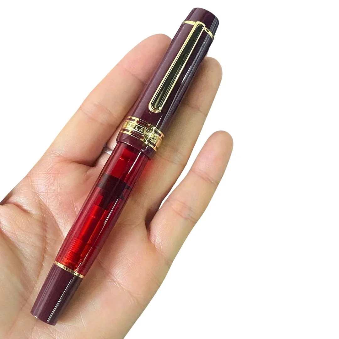 Wingsung 630 Piston Fountain Pen – Flat Top Transparent Barrel, #8 Iridium Fine Nib Resin Pen (Black, Sky Blue, Red) - Image 3