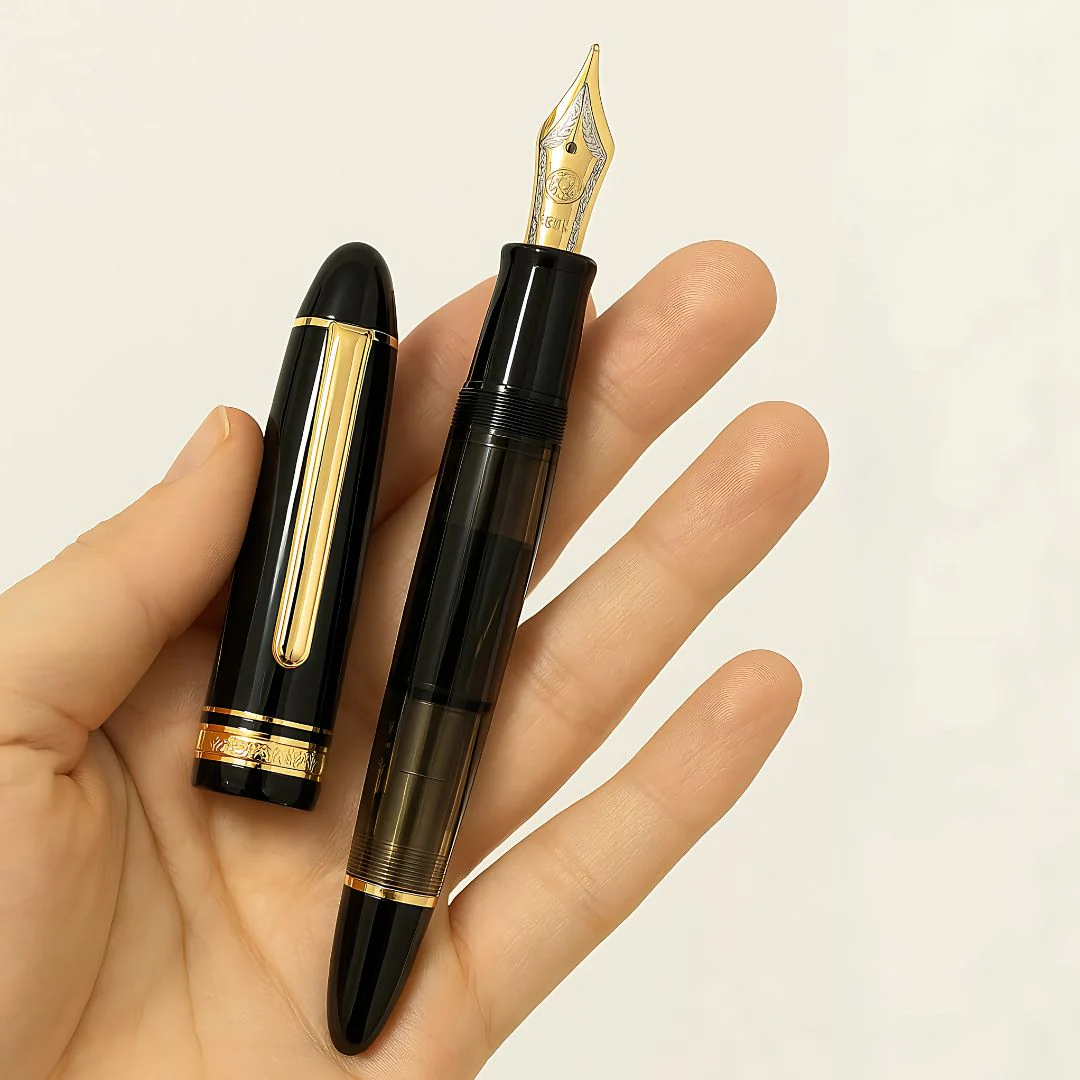 Wingsung 630 Piston Fountain Pen – Transparent Resin Barrel, #8 Fine Iridium Nib (Black) - Image 2