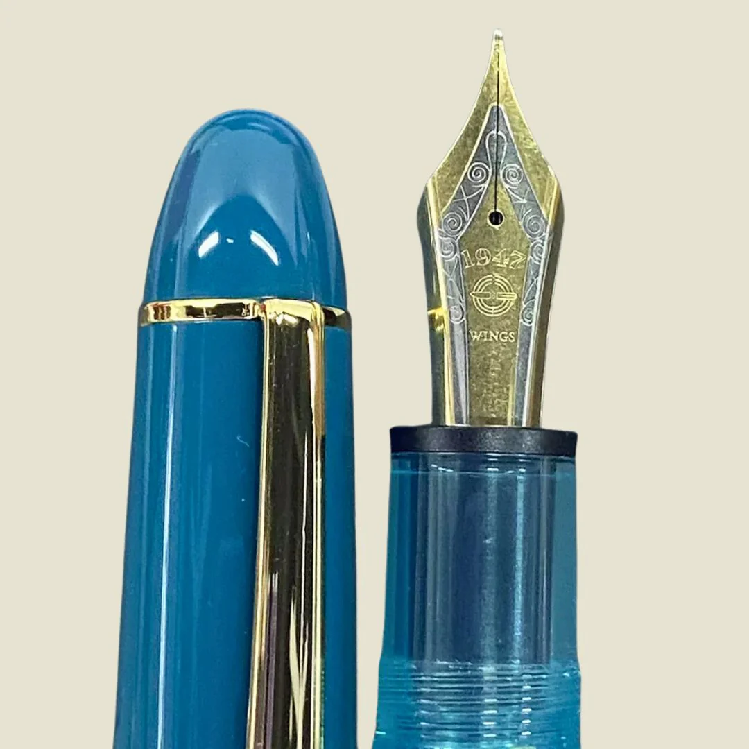 Wingsung 630 Piston Fountain Pen – Transparent Resin Barrel, #8 Fine Iridium Nib (Blue) - Image 5