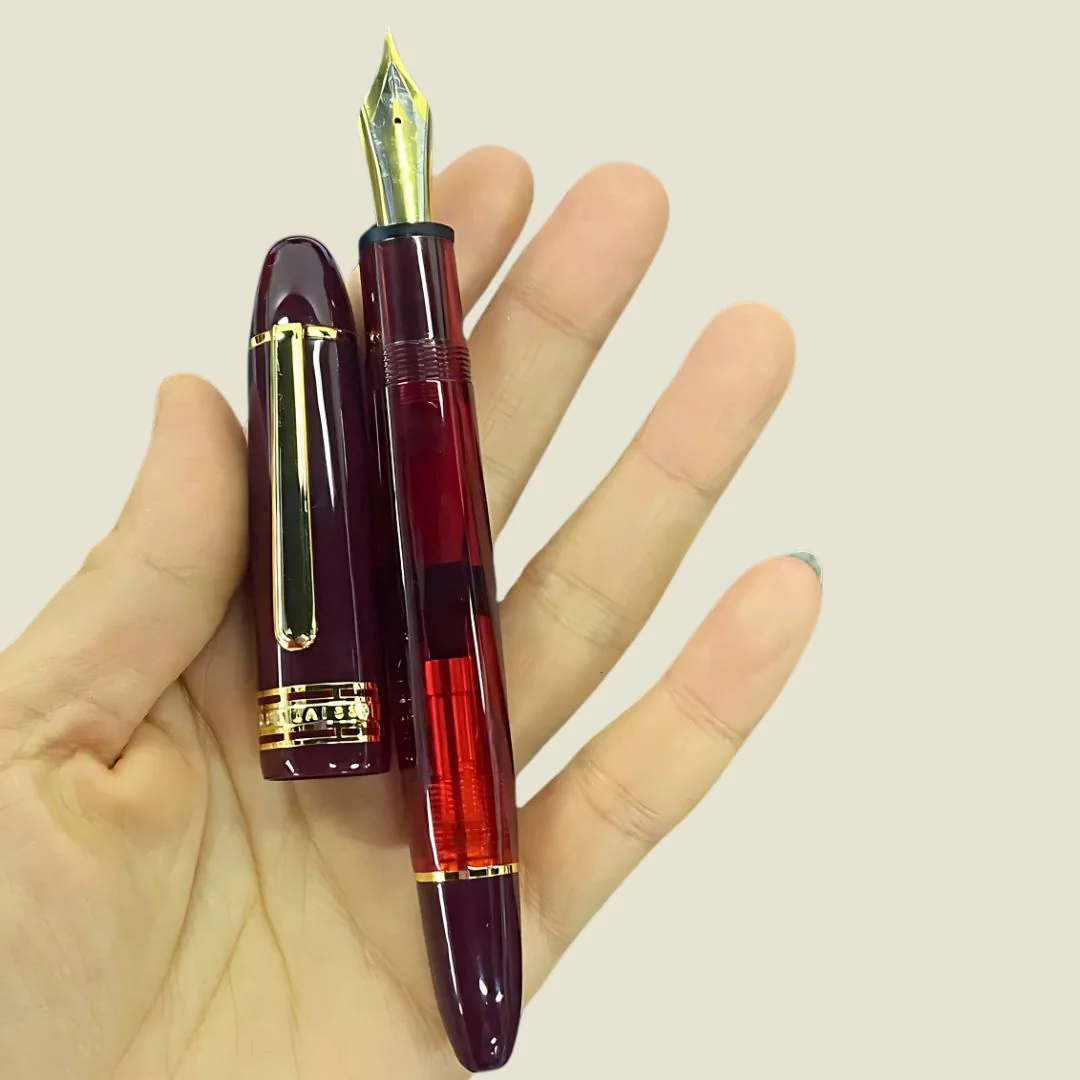 Wingsung 630 Piston Fountain Pen – Transparent Resin Barrel, #8 Fine Iridium Nib (Red) - Image 3