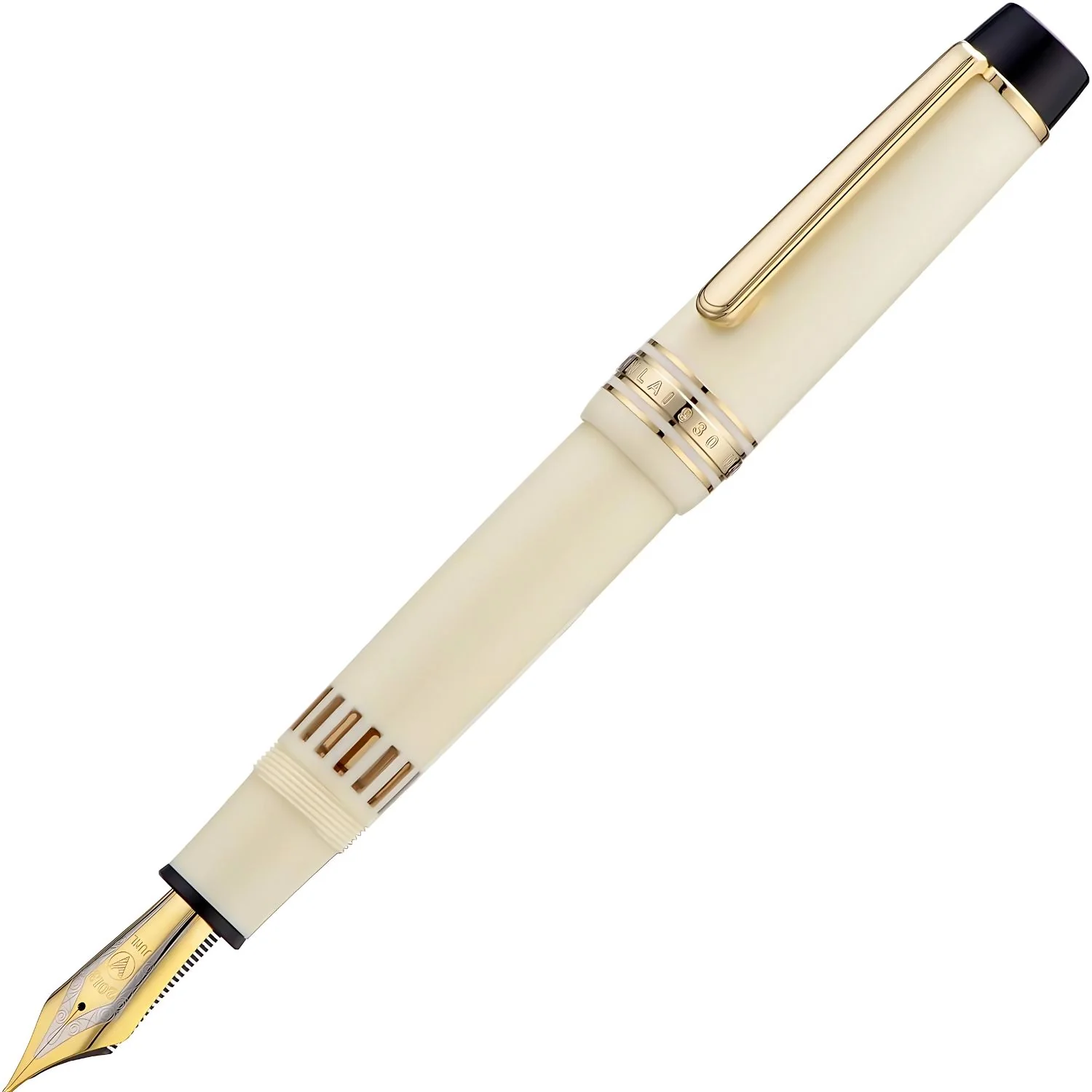 WingSung Junlai 930 Acrylic Fountain Pen – Flat Top Design with Piston Filling System, Size #9 Iridium Nib in Fine, Medium & Broad – Ivory White Body with Gold Trim (No Ink) - Image 12