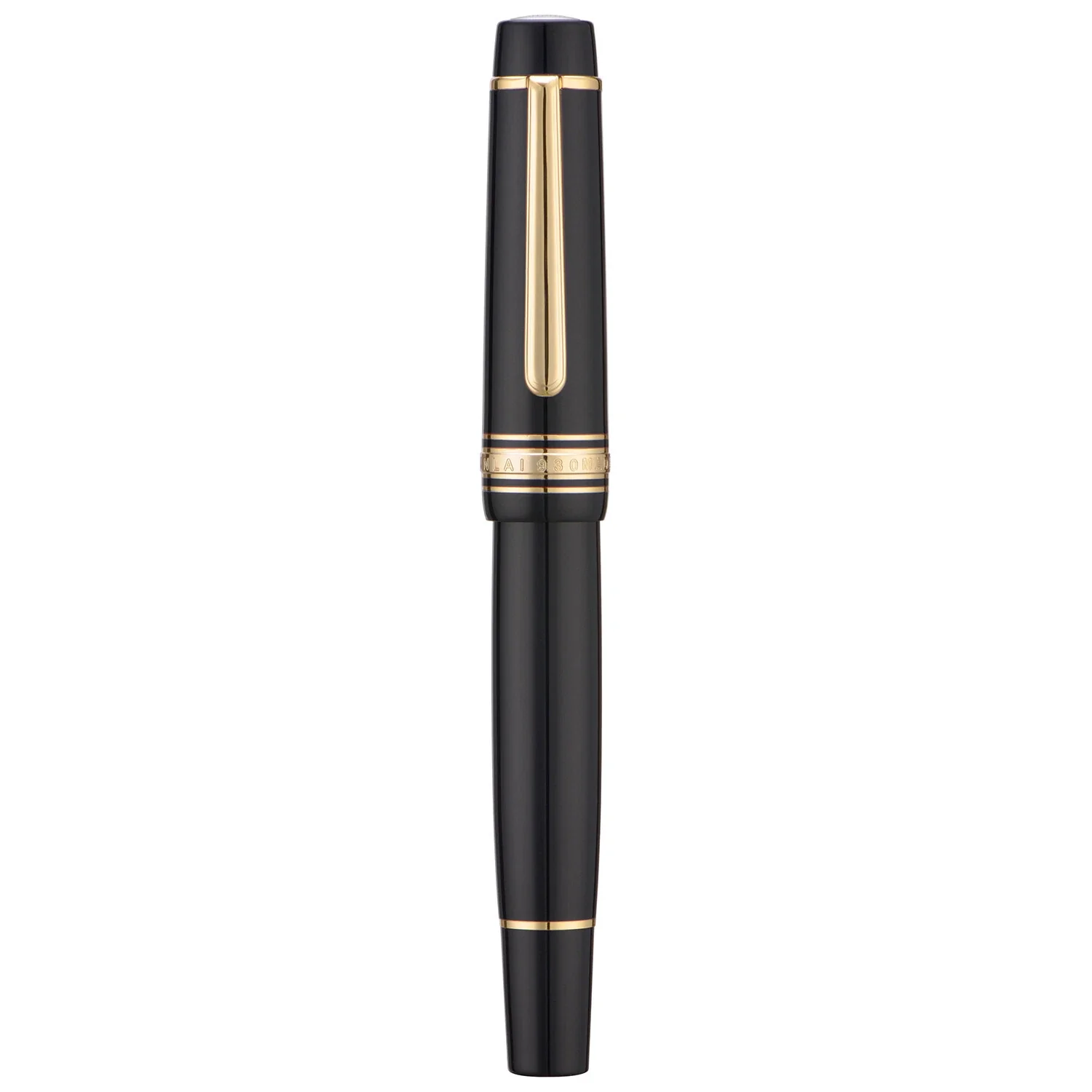 WingSung Junlai 930 Acrylic Fountain Pen – Flat Top Design with Piston Filling System, Size #9 Iridium Nib in Fine, Medium & Broad – Piano Black Fence Ink Tank with Gold Trim (No Ink) - Image 9