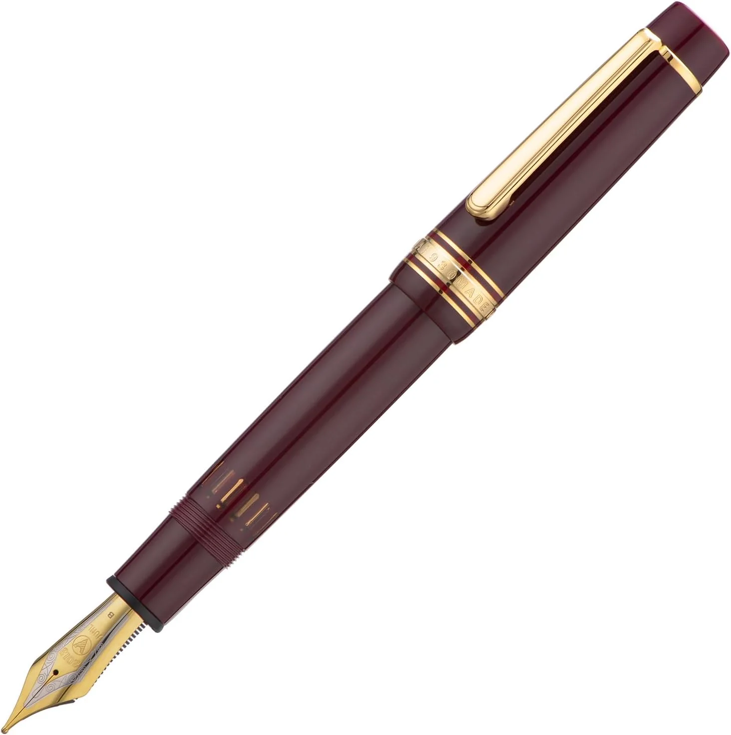 WingSung Junlai 930 Acrylic Fountain Pen – Flat Top Design with Piston Filling System, Size #9 Iridium Nib in Fine, Medium & Broad – Wine Red Fence Ink Tank with Gold Trim (No Ink) - Image 6